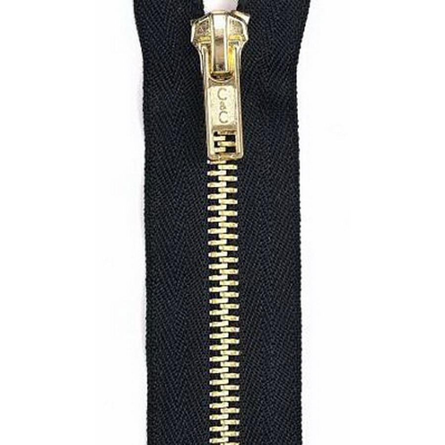 Coats & Clark Fashion Zipper 14" Brass Black (Box of 2)