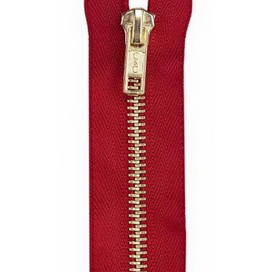 Fashion Zipper 7in Brass, Red