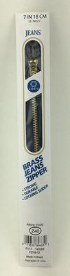 Brass Jeans Zipper 7" Navy (Box of 3)