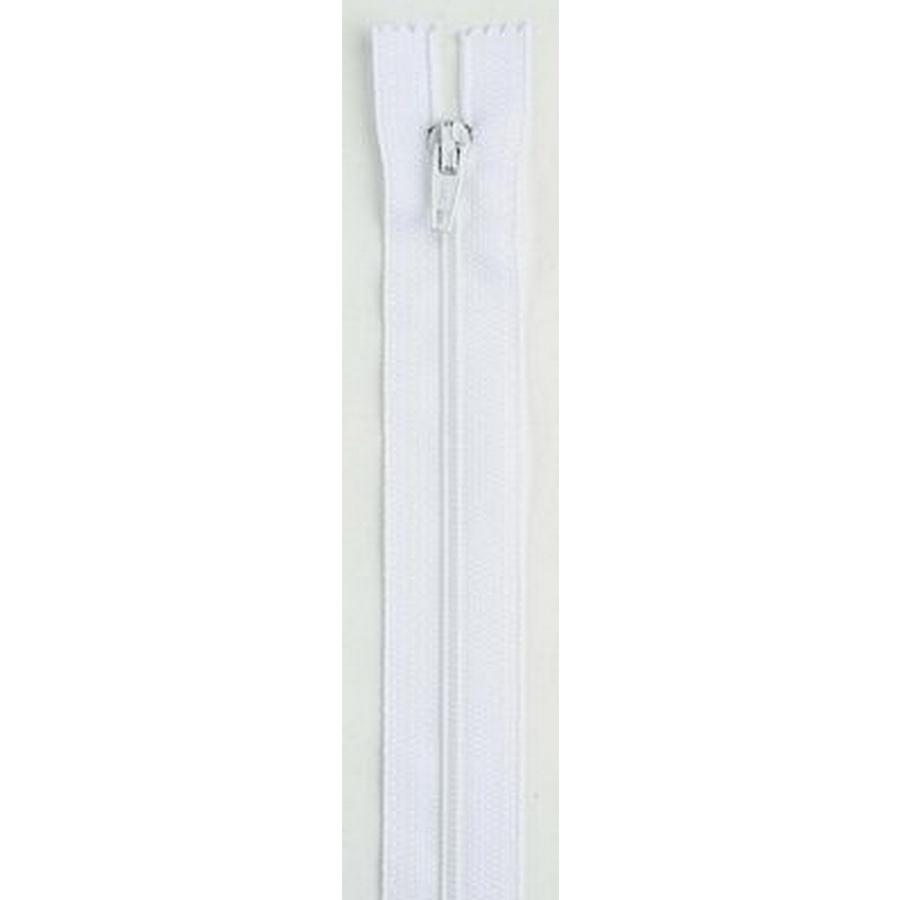 Coil Separating Zipper-24in Polyester, White