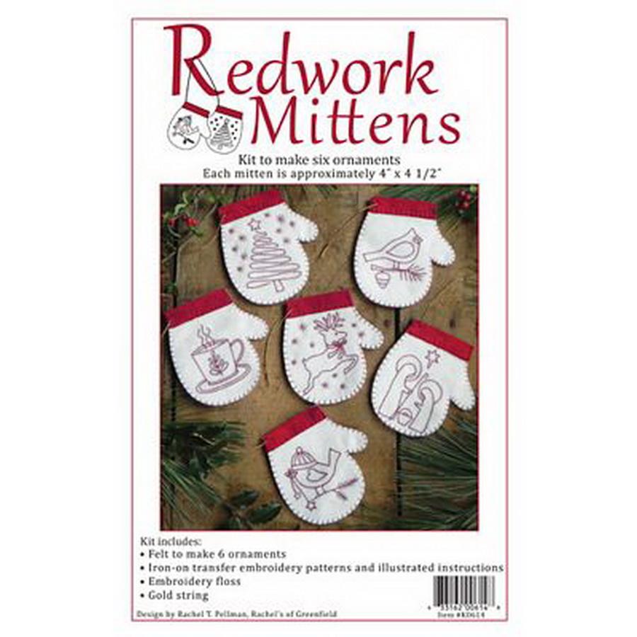 Redwork Mittens Ornament Kit