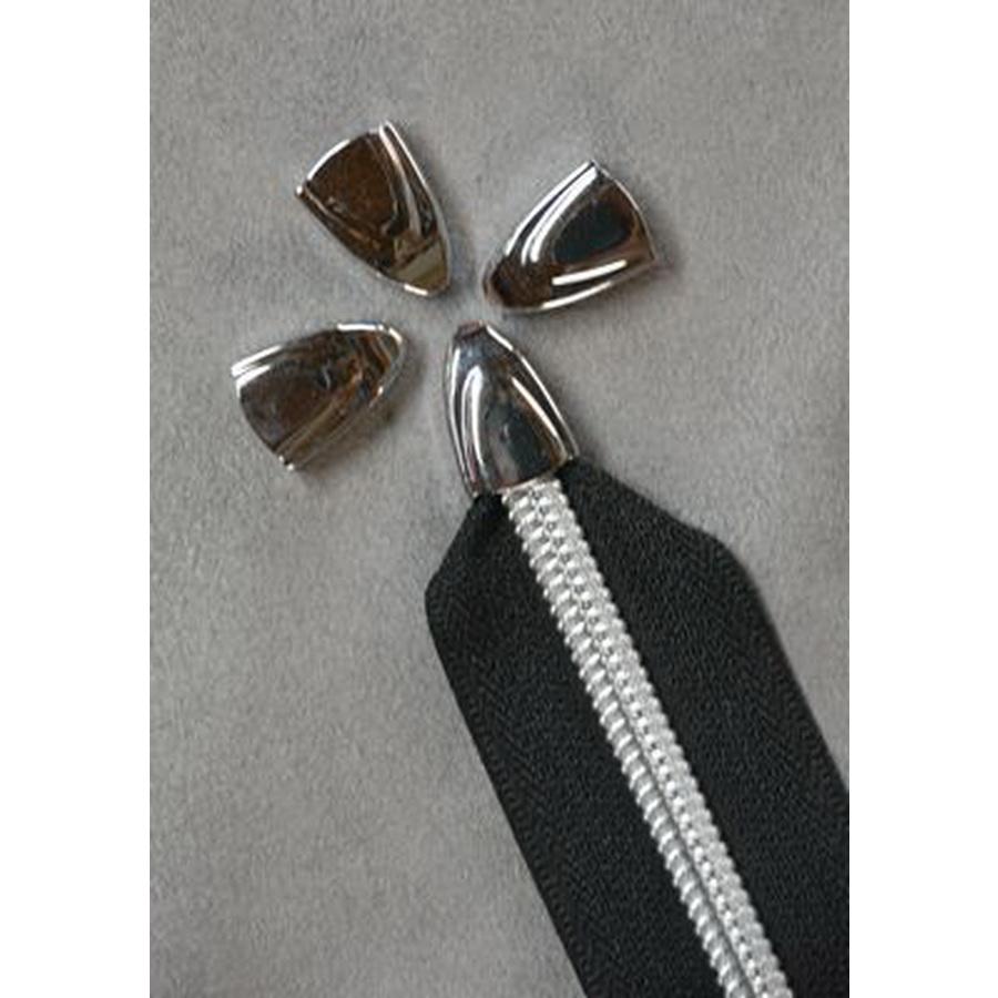 Metal Zipper End Caps 4 Count- Silver