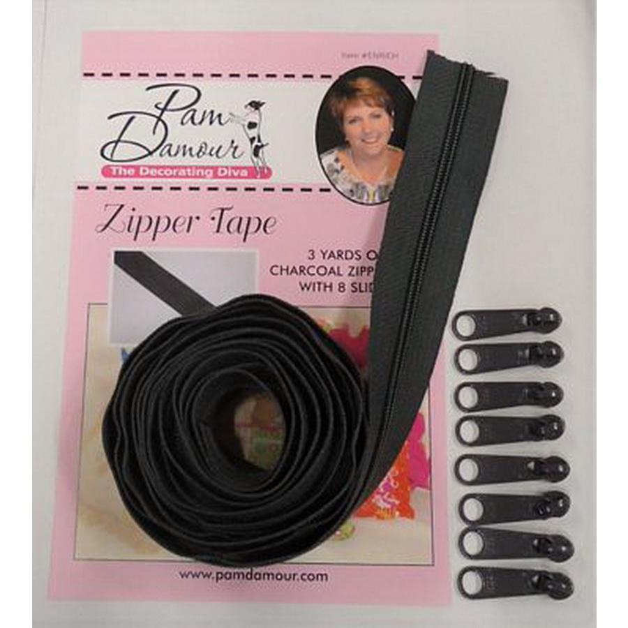 Zipper Tape 3yds Charcoal