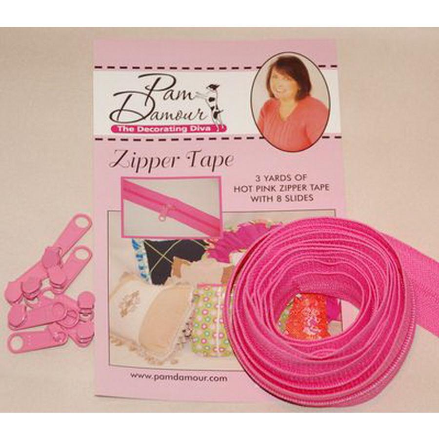 Zipper Tape 3yds hot pink