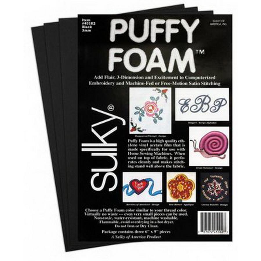 Sulky Puffy Foam 2mm Black, 3 pack