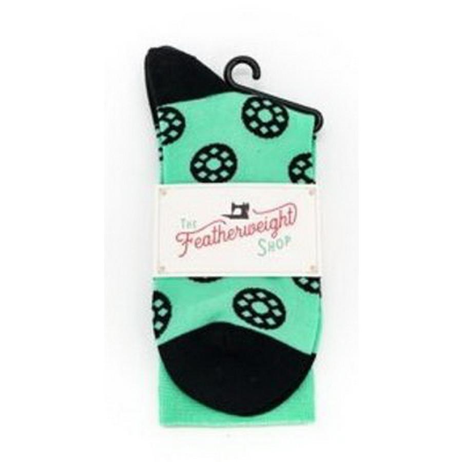 Quilt Socks Bobbins Jade - ite Green