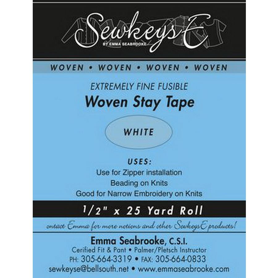 Xtrmly Fine Woven Stay Tape .5inx25yd RL White 05