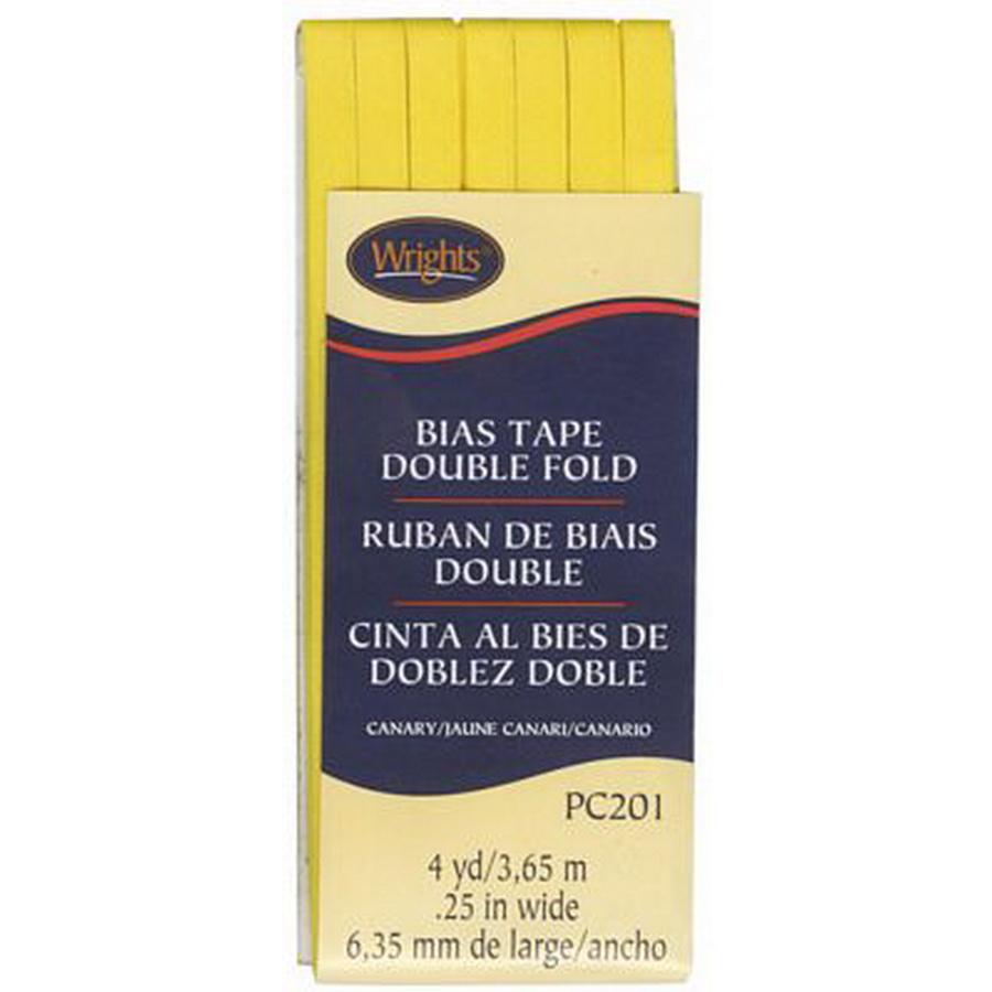 Bias Tape Double Fold 1/4inx4yd Canary (Box of 3)