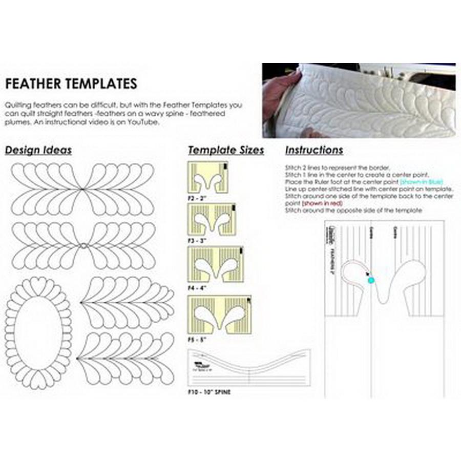 Feather Template Set 4pc Low Shank 3mm