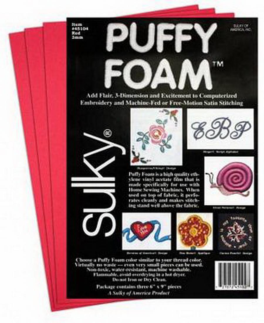 Sulky Puffy Foam Red 2MM  6in x 9in 3 Pieces (44104)