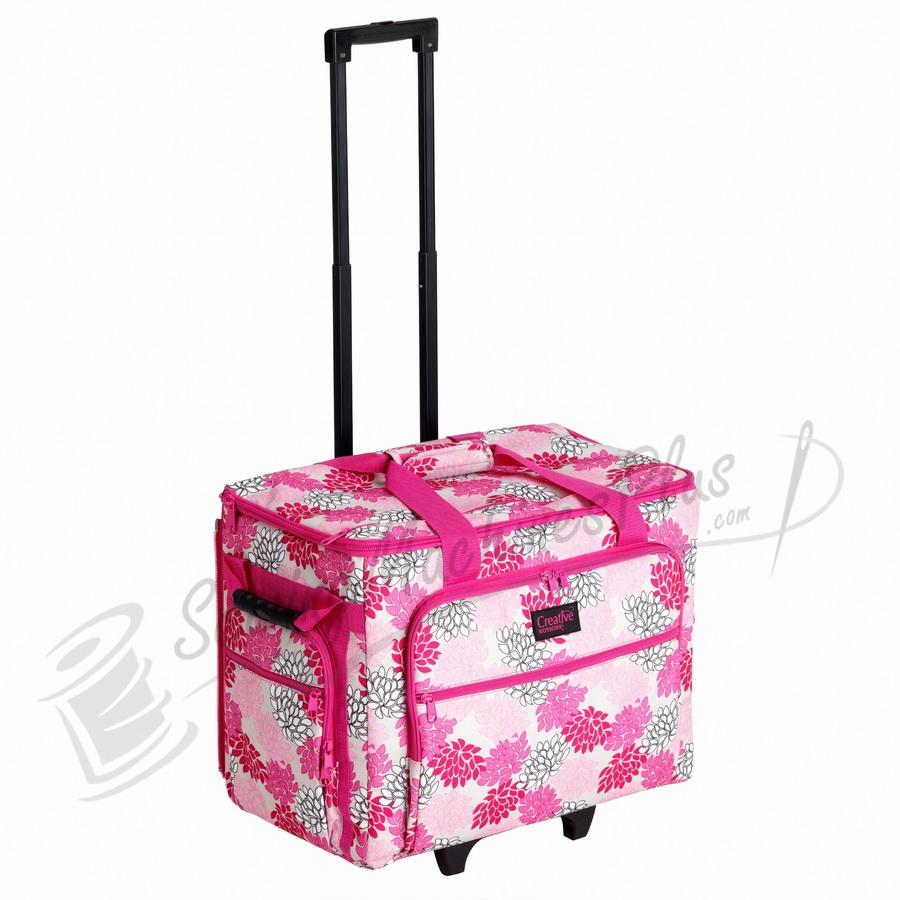 Creative Notions XL Sewing Machine Trolly - Pink and Grey Floral Print