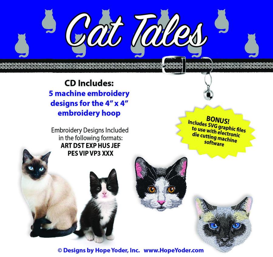 Cat Tales Embroidery CD w/ SVG - Designs by Hope Yoder