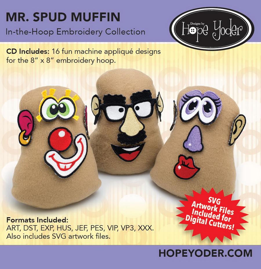 Mr. Spud Muffin  Embroidery CD w/SVG - Designs by Hope Yoder