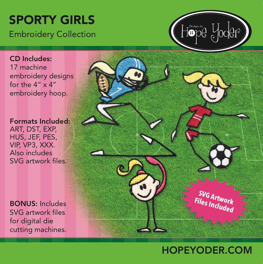 Sporty Girls Embroidery CD w/ SVG - Designs by Hope Yoder