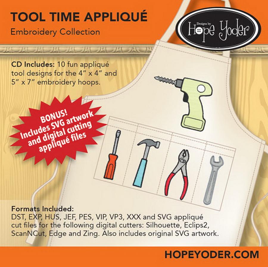 Tool Time Applique Embroidery CD w/SVG - Designs by Hope Yoder
