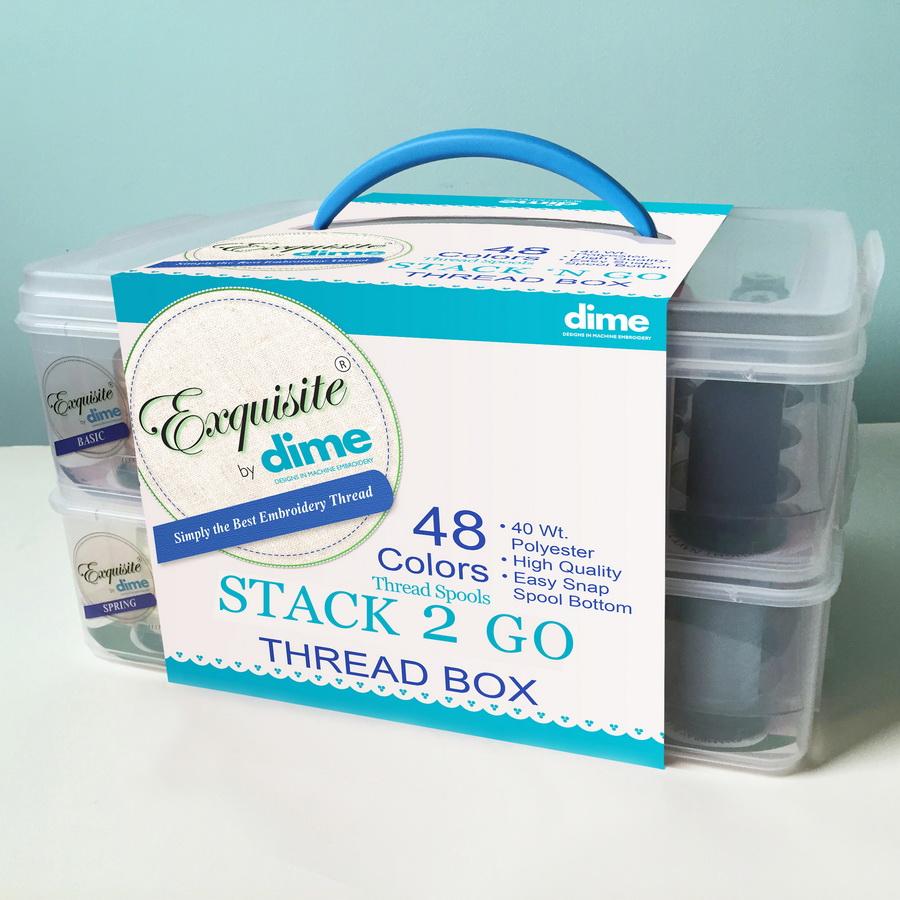 DIME Stack 2 Go Thread Storage Box - Basic and Autumn Colors, 48 spools