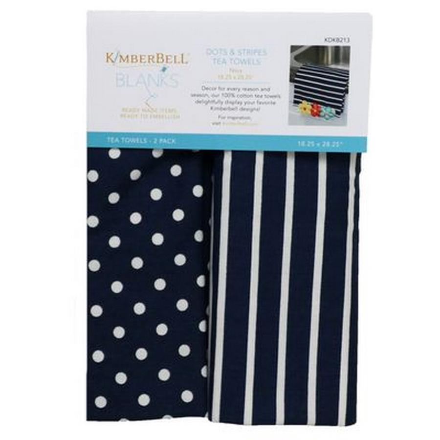 Dots & Stripes Tea Towels:  Navy