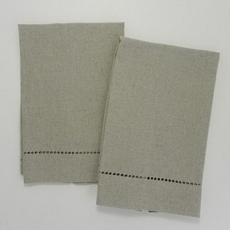 Oatmeal Linen Hemstitched Guest Towel