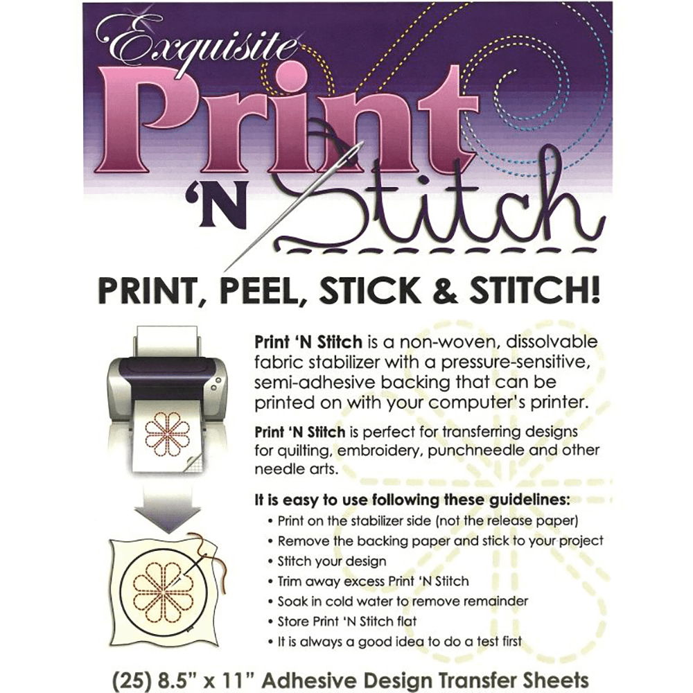 Exquisite Print N Stitch Printable Stabilizer Adhesive 25 pack