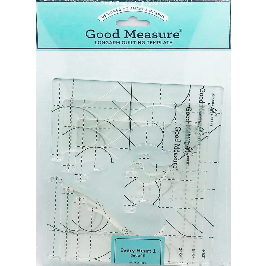 Good Measure Every Heart 1 Quilting Template Ruler 3 PC Set