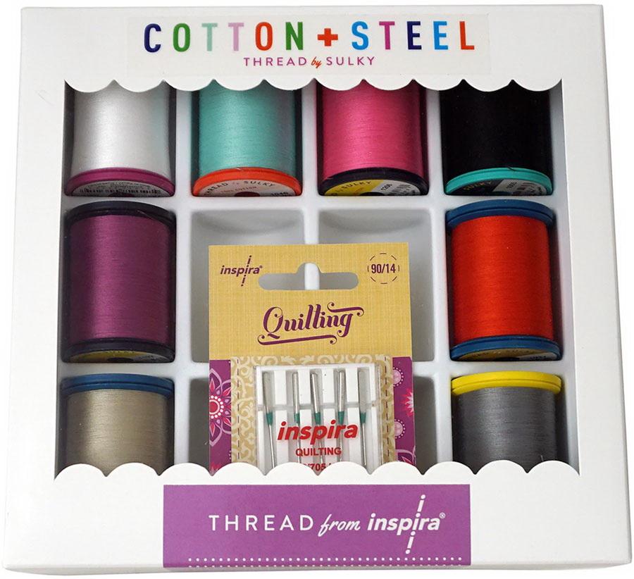 Inspira Cotton + Steel Threads by Sulky and Needles