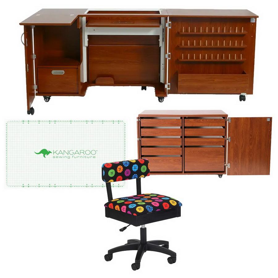 Kangaroo Sewing Furniture Dingo II and Wallaby II Bundle Cabinet Set (Teak)