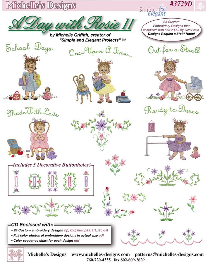 Michelles - A Day with Rosie II  Embroidery Designs (#3729D)