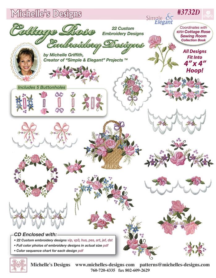 Michelles Designs - Cottage Rose Embroidery Design Collection (#3732D)