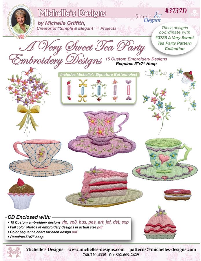 Michelles Designs - A Very Sweet Tea Party Embroidery Design Collection (#3737D)