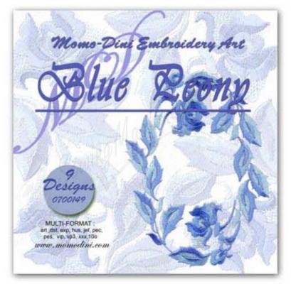 Momo-Dini Embroidery Designs - Blue Peony (0700149)