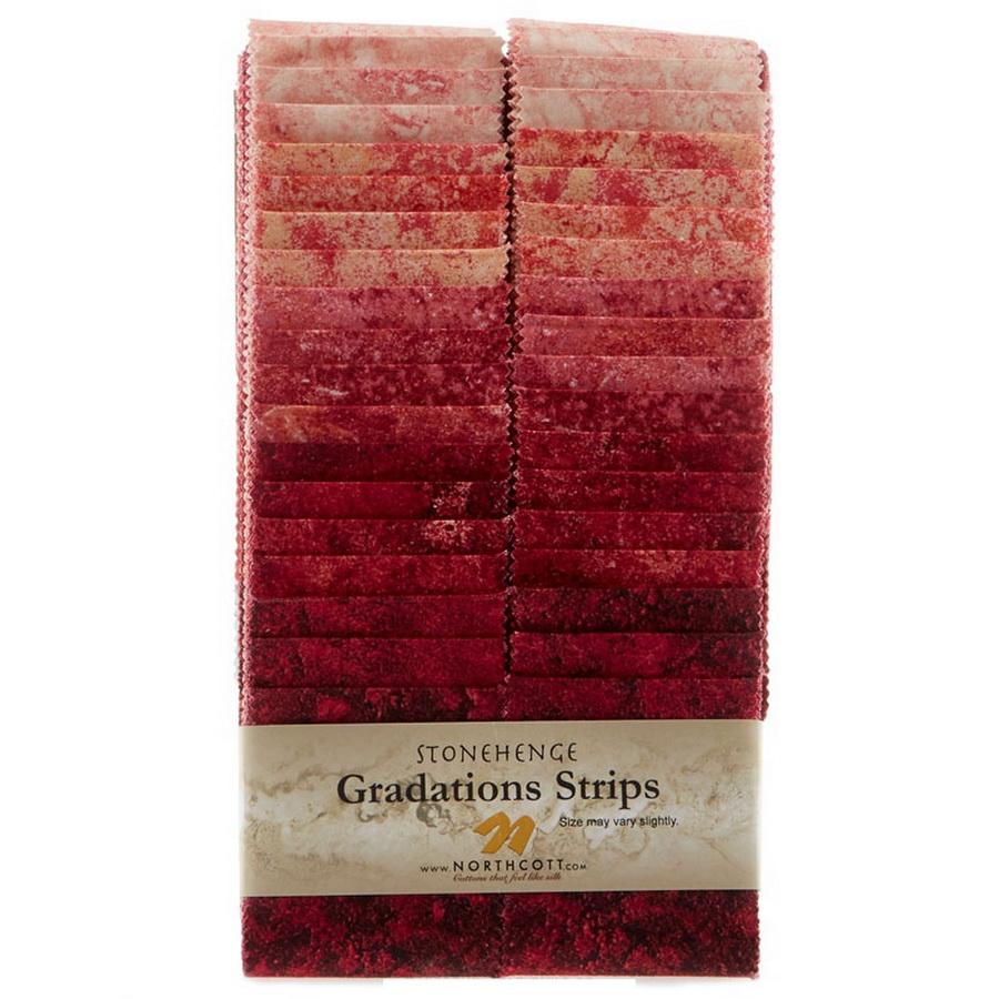 Stonehenge Gradations Brights Hibiscus - 2.5 inch wide Strips 40 Pieces