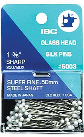 IBC Glass Head Silk Pins 1-3/8 inches (250 pins)