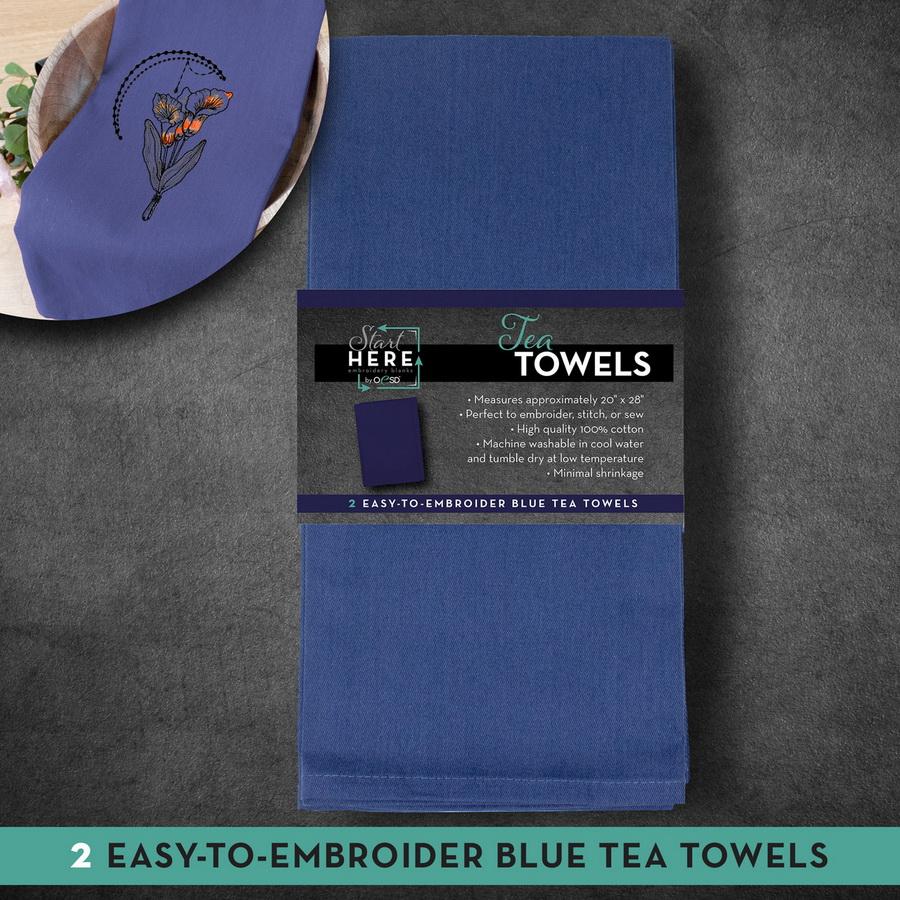 OESD Tea Towel Blue 20" x 28" - 2 Pack