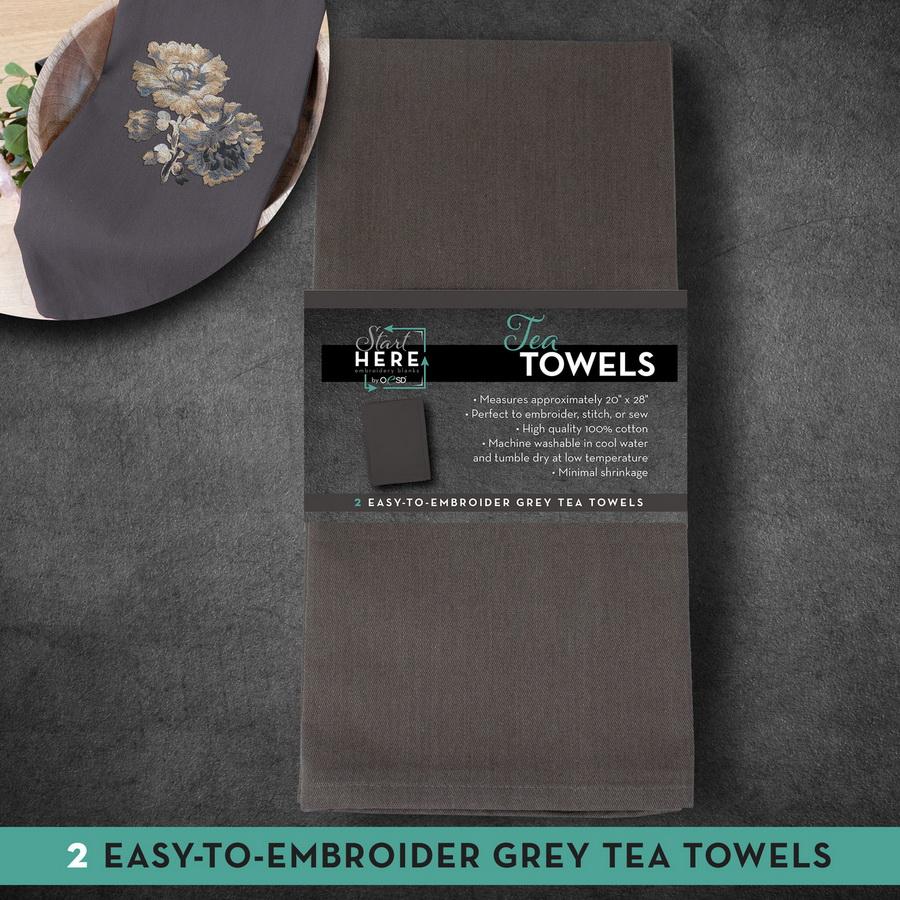OESD Tea Towel Gray 20" x 28" - 2 Pack