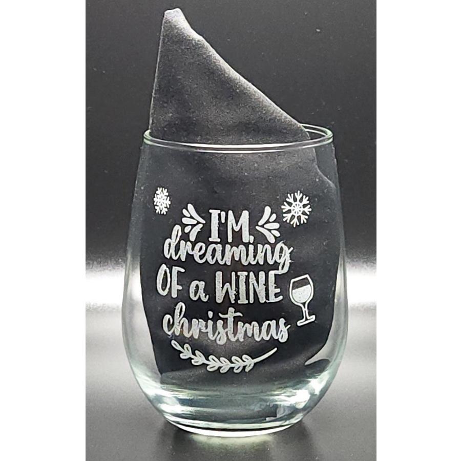 Quilters Paradise Dreaming of a Wine Christmas Wine Glass