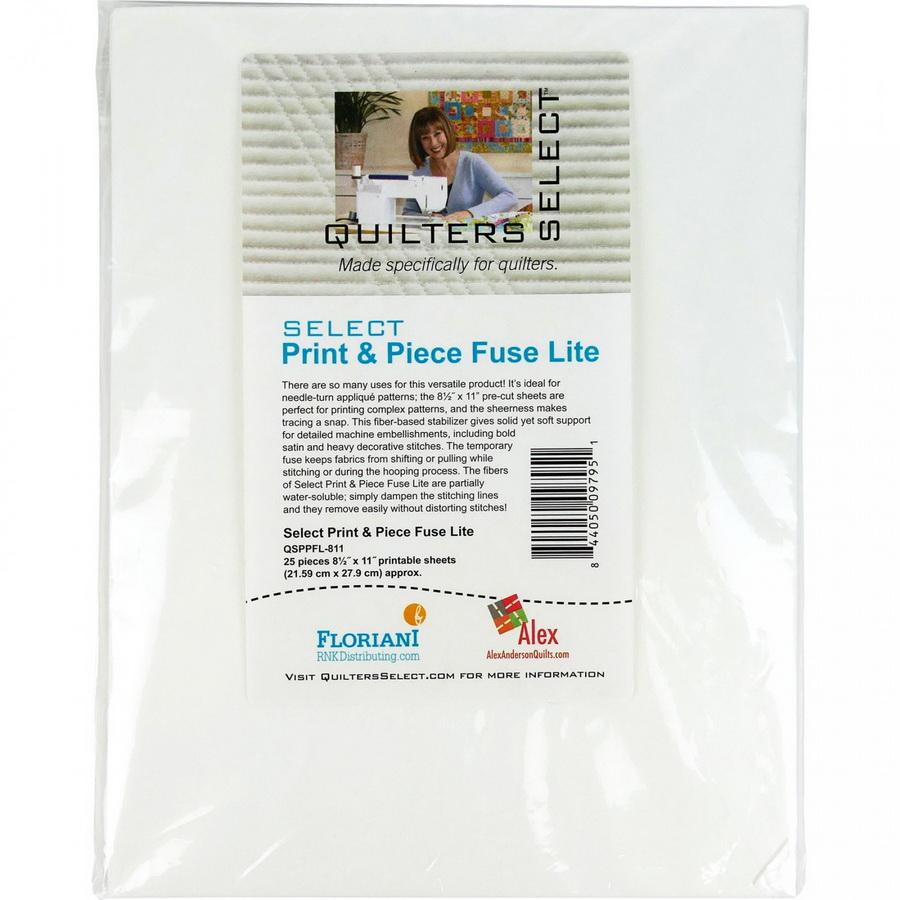 Quilters Select Print & Piece Fuse Lite - 25 Sheets - 8.5" x 11"
