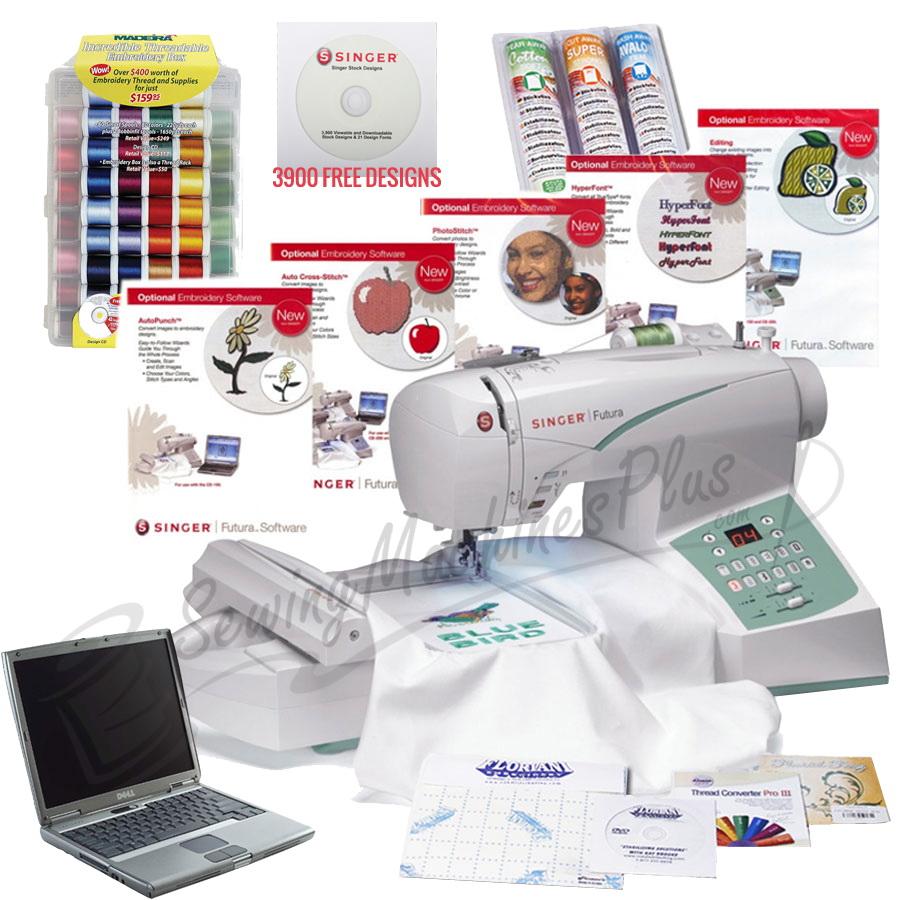 Singer Futura CE-250 I WANT IT ALL Package Includes Software, Thread + FREE Laptop!