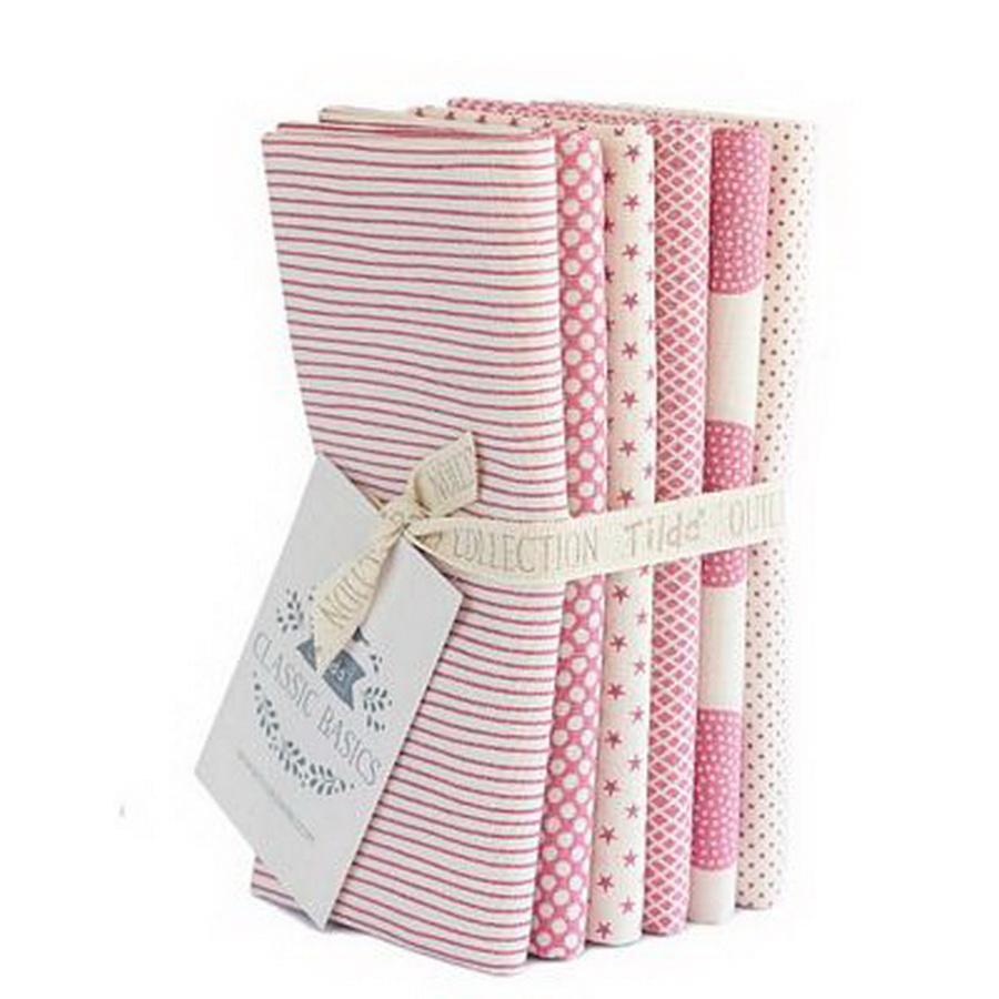 Tilda Basic Classics-Fat Quarter Bundle 6 Fabrics, Pink