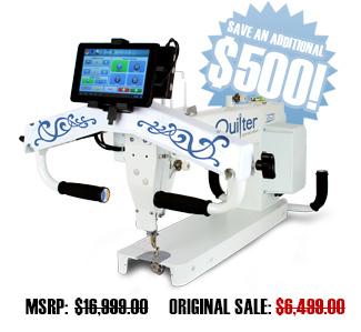 Save an additional $500 on the brand new King Quilter Special Edition 18x8 Long Arm Quilting Machine