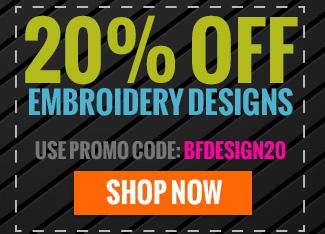 20% Off Embroidery Designs - Use promo code: BFDESIGN20