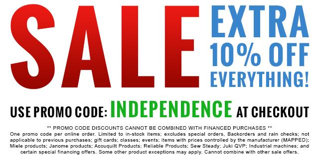 SAVE an EXTRA 10% OFF Everything - Promo Code: INDEPENDENCE