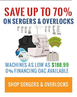 Save up to 70% on Sergers and Overlocks 