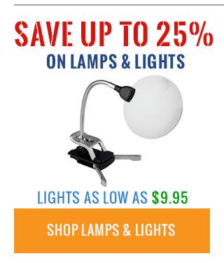 Save up to 25% on Lamps and Lights