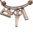 Amanda Jayne Jewelry Scissors, Ruler & Machine Charm Adjustable Bangle Bracelet, Rose Gold