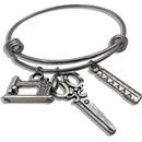 Amanda Jayne Jewelry Scissors, Ruler & Machine Charm Adjustable Bangle Bracelet, Silver