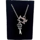 Amanda Jayne Jewelry 20 in Scissors & Sewing Machine Necklace, Silver