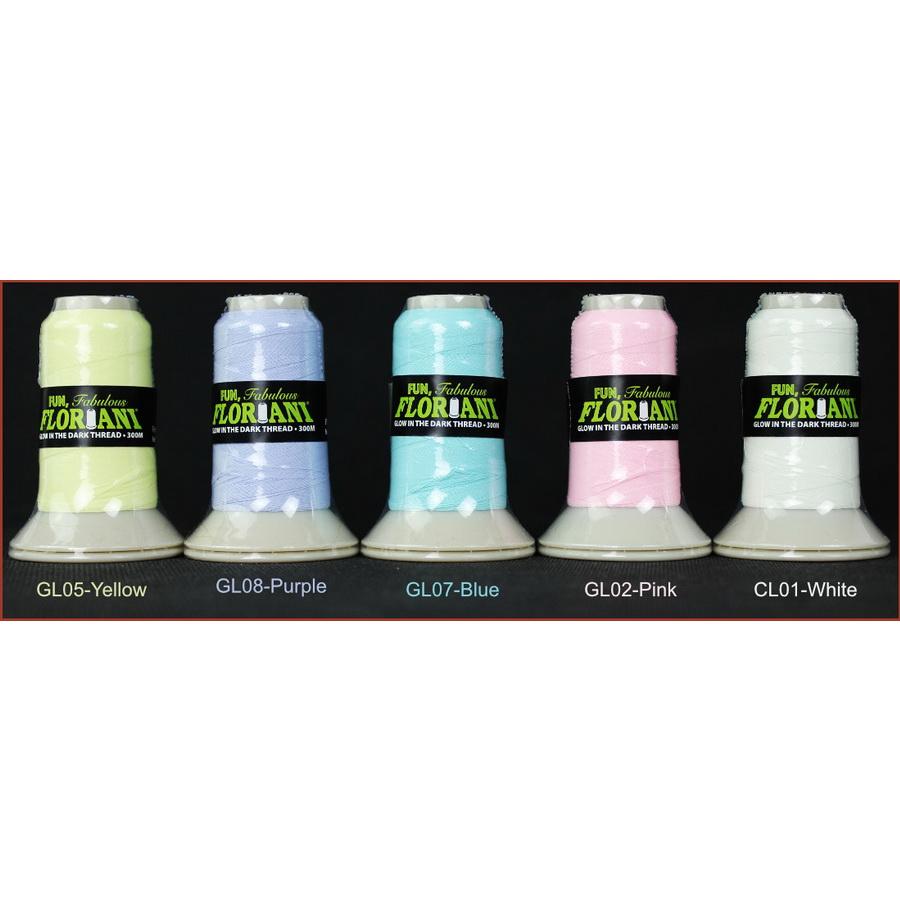 Floriani Glow in The Dark Polyester 5 Spool Thread Collection