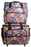 Hemline 2pcs Blue Floral Tapestry Trolley Bag