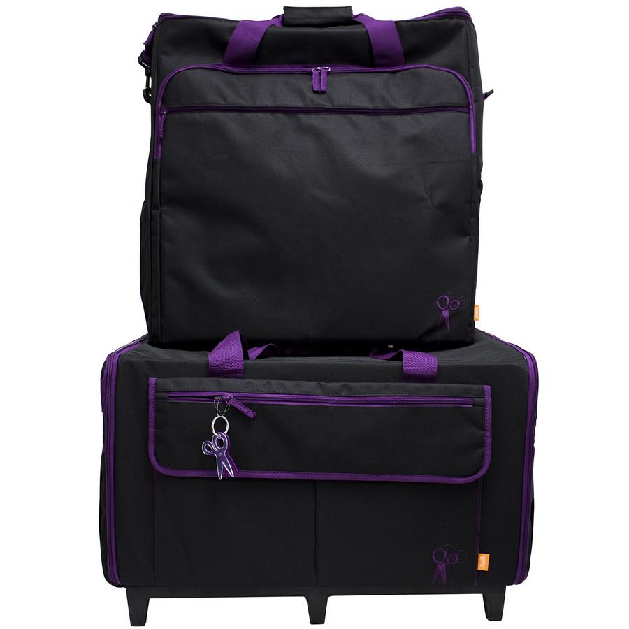 Hemline XXL Trolley & Embroidery Bag Black w/ Purple Trim