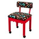 Arrow Sewing Chair Black Riley Blake fabric on Red 7016B